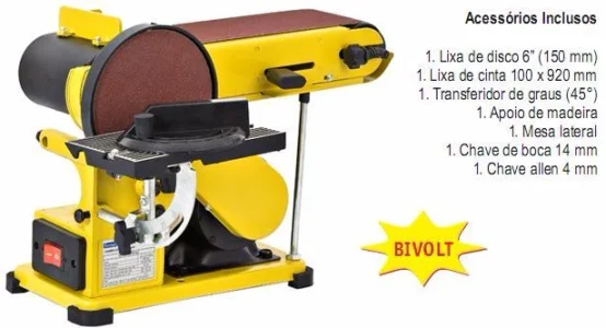 Lixadeira 2x1 Combinada de Bancada Lixa de Cinta e Lixa de Disco Máquina Nova $ de Custo