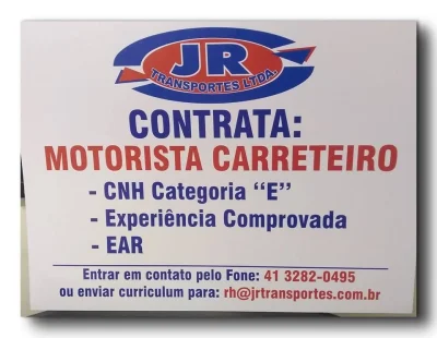 Contrata-se Motorista Carreteiro. Categoria (e)