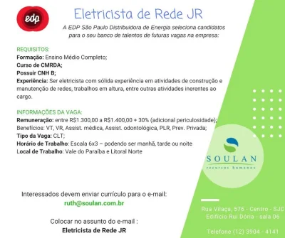 Vaga para Banco de Reservas da Edp