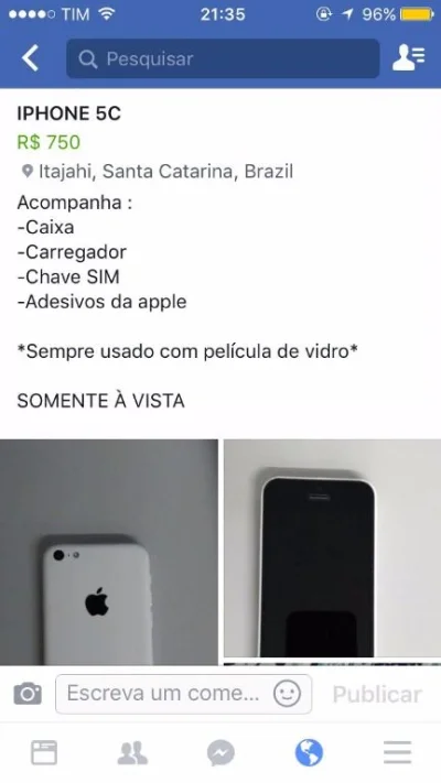 *caixa *carregador *chave Sim *adesivos da Apple *sempre Usado com Película de Vidro *a