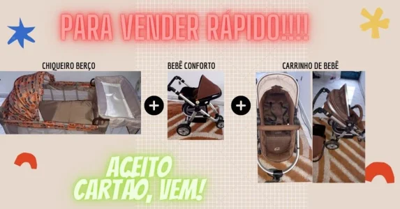 Chiqueiro Berço + Carrinho de Bebê + Bebê Conforto