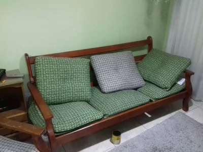 Sofa de Madeira com Poltrona