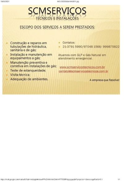 Scmserviços em Assistência Técnica de Gás