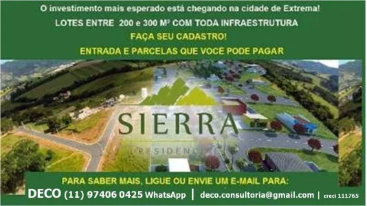 Lotes a Partir de 200m2 em Extrema MG Bairro Planejado Pagto Facilitado