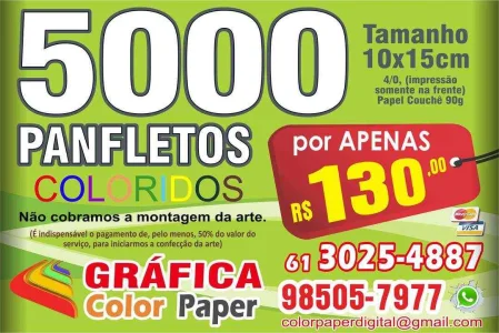 5.000 Panfletos 10x15cm por R$ 130,00