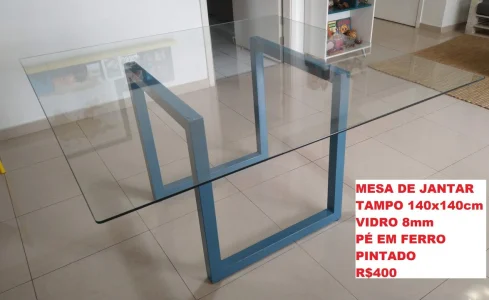 Mesa de Jantar de Vidro 1,40x1,40m