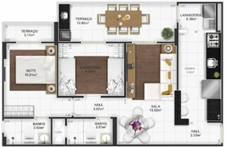 Apartamento com 76 m2 - Tupi - Praia Grande SP
