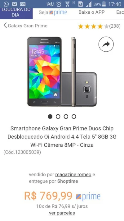 Galaxy Gran Prime Cinza