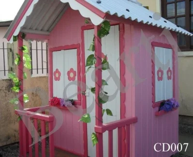 Casinha de Madeira 1,3m X 1,4m X 1,7m Cd007 para Menina, Casa de Brincar