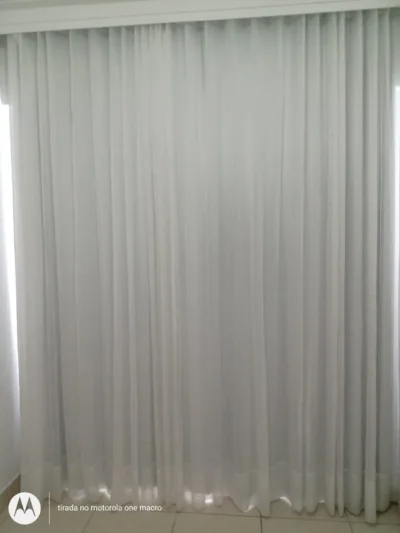 Cortina 100% Blackout com Duas Partes, Pcv Cinza e Tecido Voil Branco,