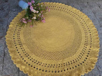 Lindo Tapete Barbante Croche Colorido Quarto Bebe