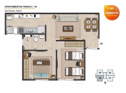 Apartamento de 1 e 2 Quartos Proximo a Av. Brasil