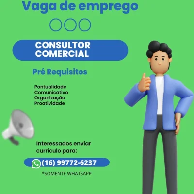 Vaga para Consultor Comercial