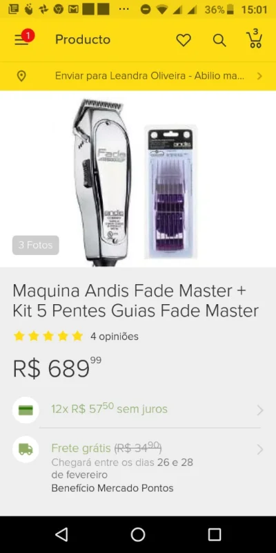 Máquina Andis Fade Master Nova