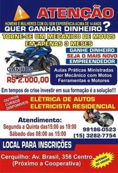 Curso Mecânica de Motos e Elétrica de Carros