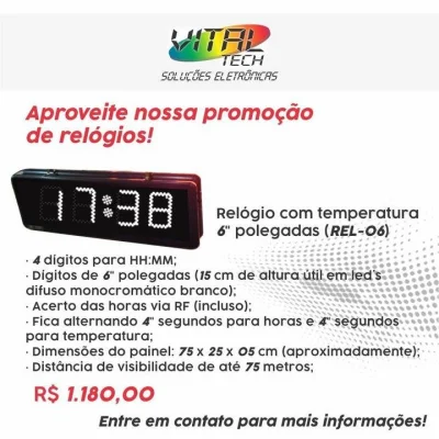 Relógio com Temperatura 6 Polegadas