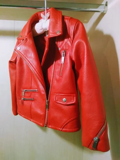 Jaqueta de Couro Infantil Vermelha Zara Girls