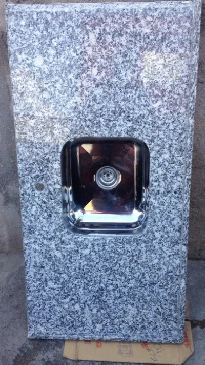 Pia de Granito Cinza com Cuba de Inox 1,60