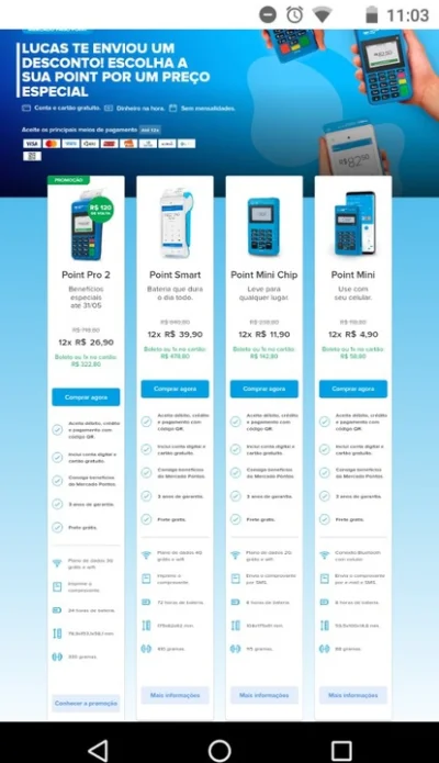 Máquina de Cartão Mercado Pago