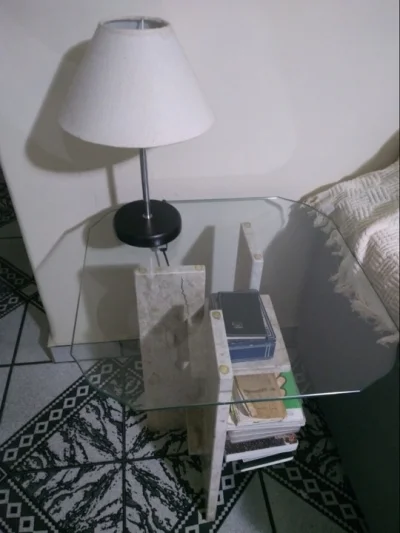 Jogo de Sala em Mármore e Vidro