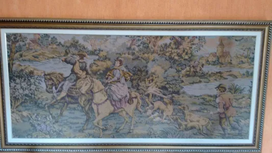 Quadro Gobelin Tapeçaria Francesa Caça a Raposa
