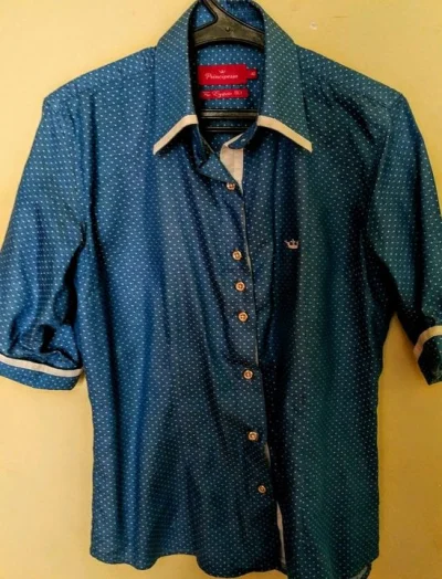 Blusa Social Azul e Branca