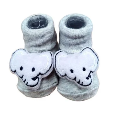 Pantufa Infantil com Chocalho Cinza Clingo
