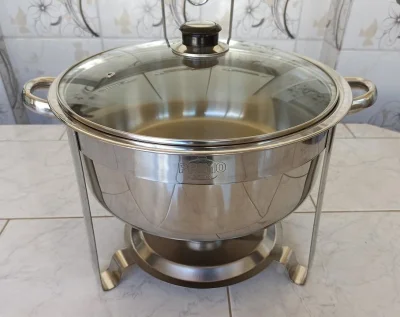 Rechaud Redondo Inox com Tampa de Vidro Temperado 7,5 L
