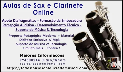 Aulas de Saxofone ou Clarinete Online