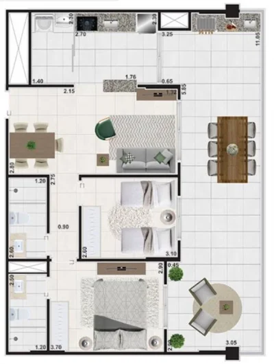 Apartamento com 94.58 m2 - Jardim Virginia - Guaruja SP