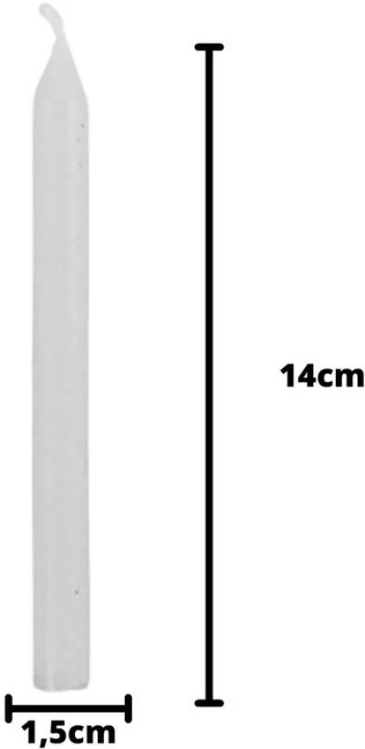 20 Unidades de Vela Palito N°6 - 14 Cm Branca - Parafina Pura