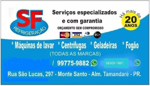 Conserto de Máquinas de Lavar Roupas S.f Refrigeração