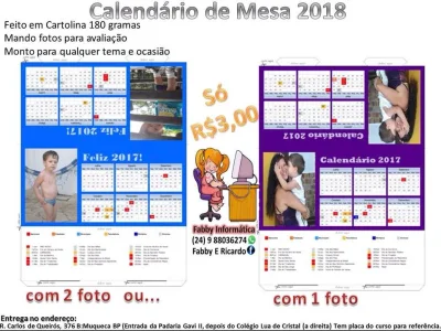 Calendário de Mesa e Folhinha de Parede