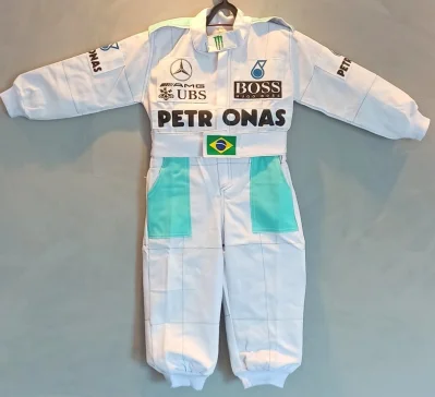 Macacão Infantil Corrida Unissex Fantasia Mercedez Branco