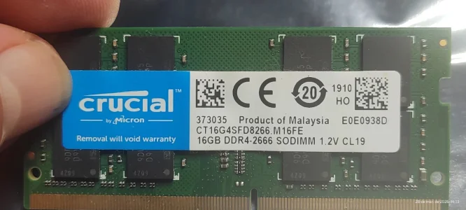 Memória DDR4 CRUCIAL 16Gb 2666MHZ SODIMM(NOTEBOOK E MINI PC - PRODUTO USADO)