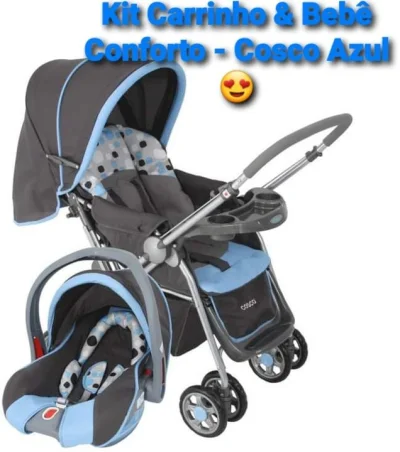 Carrinho Travel System Reverse & Bebê Conforto - Cosco Azul