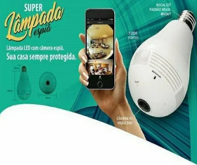 Lâmpada Espiã Lâmpada Led com Camera 360º Wifi