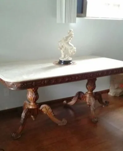 Mesa Jantar Antiguidade 6 Lugares Madeira Maciça Entalhada