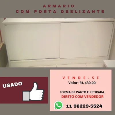 *(1) Armário Cor Branca com Portas Deslizantes