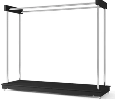 Arara Closet Preta com Aço Cromado 1,60m Largura