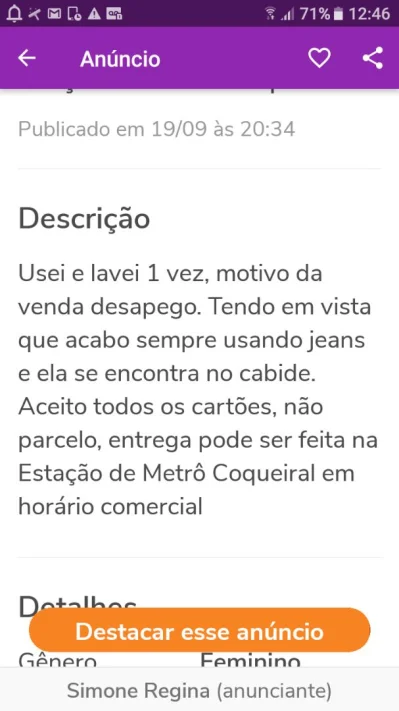 Calça Equus Semi-nova 38