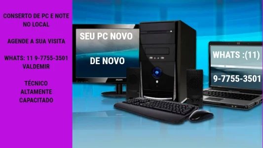 Conserto de Pc e Note no Local. (24 Horas)