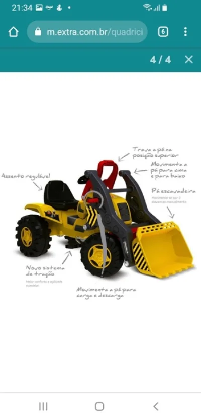 Trator Escavadeira com Pedal