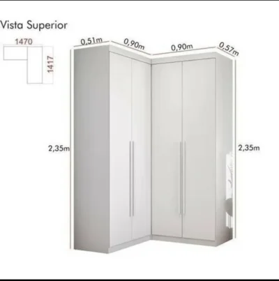 Guarda Roupa Solteiro de Canto 4 Portas 4 Gavetas Viena