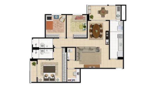 Apartamento Decorado Terrazzo Residencial