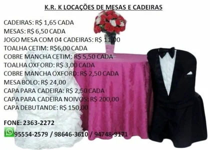 Aluguel de Mesas, Cadeiras e Brinquedos para Festas!!!!