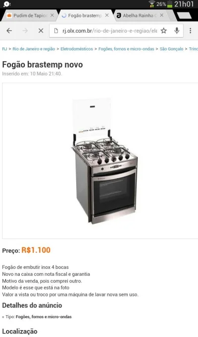 Fogão de Embutir Inox 4 Bocas Novo na Caixa