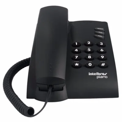 Telefone com Fio Preto Pleno Intelbras para Mesa / Parede