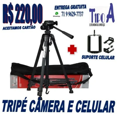 Tripé Profissional para Câmera Filmadora + Bolsa Universal Wf-3520 Pre