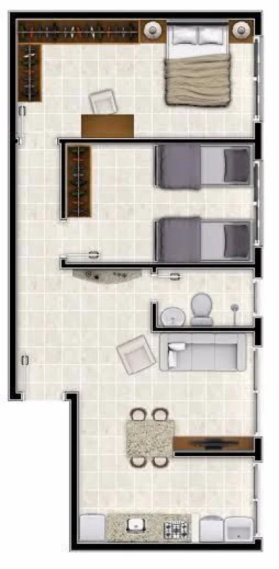 Apt 2 Dorms com Garagem(prédio Novo